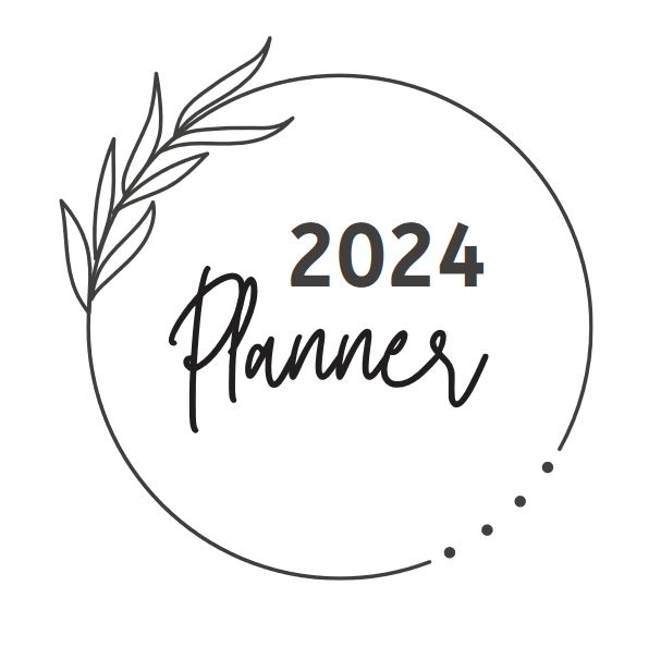 Simple Black and White Personal 2024 Year Calendar Planner | BluPapers